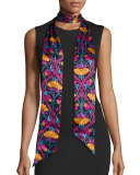 Alchemy Floral Silk Satin Skinny Scarf, Magenta