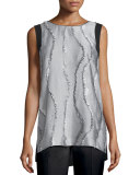 Sasha Sleeveless Printed-Front Blouse 