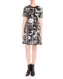 Tanami Flower Jacquard Mini Dress, Black