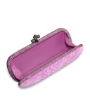 Snakeskin-Trim Quilted-Velvet Knot Clutch Bag, Pink