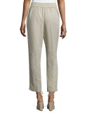 Organic Linen Straight-Leg Ankle Pants, Natural 