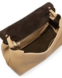 Sidekick Fine-Grain Leather Shoulder Bag, Khaki