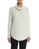 Side-Zip Ribbed Turtleneck Sweater