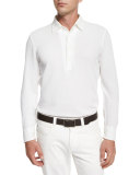 Andre Long-Sleeve Polo Shirt, White