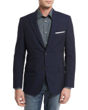 Seersucker Two-Button Sport Coat, Navy