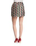 Geometric-Print Jacquard Skirt, Pink