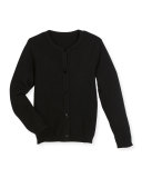 Girls' Cashmere Cardigan w/ Rhinestone Buttons, Size 7-14
