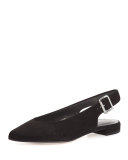 Heidi Suede Slingback Ballerina Flat, Black