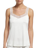 Sandra Lounge Tank W/Lace Trim, Off White 