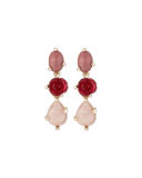 Resin Rose & Crystal Triple-Drop Earrings