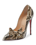 Madame Menodo Snakeskin 100mm Red Sole Pump, Black/Gold