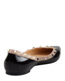 Rockstud Patent Ballerina Flat, Black