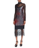 Maia Metallic Lace-Combo Camisole Dress, Rust