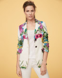 Flower-Print Pop Jacket 