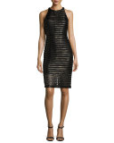 Braelyn Metallic-Stripe Cocktail Dress