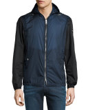 Lightweight Bicolor Wind-Resistant Jacket, Bright Steel Blue