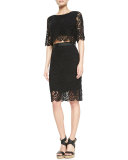 Scarlett Swirly-Lace Pencil Skirt