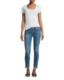 Halle Super-Skinny Raw-Hem Jeans, Gypset Blue