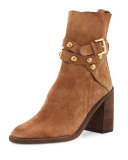 Janis Studded Suede Bootie, Stucco Tan