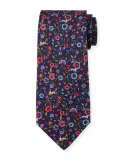 Rabbit Tapestry Silk Tie, Navy