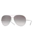 Sayer Mirrored Aviator Sunglasses, Silver