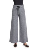 Drawstring-Waist Wide-Leg Pants, Navy