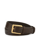 Crocodile Belt w/Golden Buckle, Black