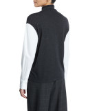 Turtleneck Long-Sleeve Combo Top, Onyx