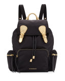 Medium Rucksack Runway Nylon Backpack, Black/Gold