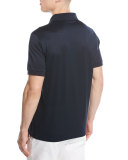 Cotton Zip Polo Shirt, Midnight Blue