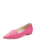 Bibi Butterfly Embroidered Flat, Magenta/Rose Gold