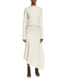 Ribbed Merino Asymmetric Wrap Skirt