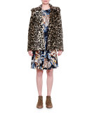 Fur-Free-Fur Leopard-Print Chubby Coat