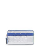 Scallop-T Metallic Zip Continental Wallet