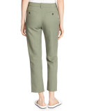 Coin-Pocket Cropped Straight-Leg Trousers