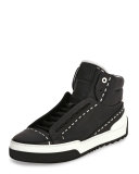 Metal-Stud Leather High-Top Sneaker, Black