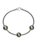 Luna Sterling Silver & 18K Rope Bracelet with Black Tahitian Pearls