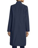 Organic-Cotton/Nylon A-line Knee-Length Jacket 