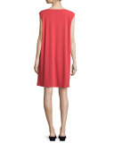 Sleeveless Bateau-Neck Jersey Shift Dress, Plus Size