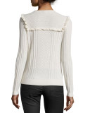 Flor Ruffle-Trim Cable-Knit Sweater