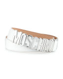 Metal Logo Adjustable Leather Belt
