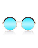 Jester Mirrored Round Metal Sunglasses, Gold