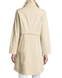 Ruched-Collar Trench Jacket 