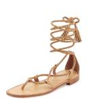 Bailee Lace-Up Flat Gladiator Sandal, Buff