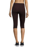 Paneled Mid-Rise Capri Leggings, Raisin