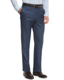 Phi Flat-Front Twill Trousers, Blue