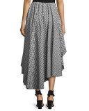 Adelle Cotton Gingham Skirt, Black/White
