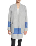 Elgin Reversible Open-Front Blanket Coat, Blanc/Black