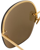 Rimless Oversized Square Sunglasses, Gold