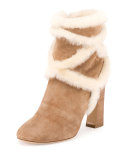 Trompette Shearling 100mm Bootie, Tobacco